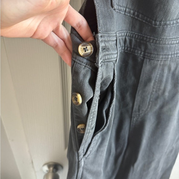 NEW AERIE Denim Overalls Werk & Play Twill Baggy Wide Leg Black Grey Women’s XS - Picture 5 of 8